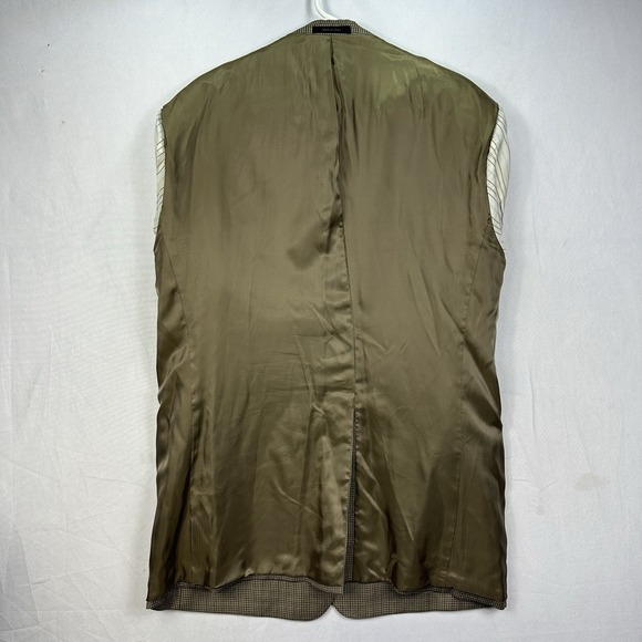 Lauren Ralph Lauren Silk Wool Houndstooth‎ Blazer Mens 46L Brown Sport Coat EUC - Picture 7 of 11